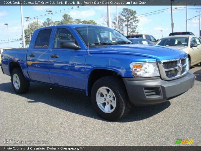 Electric Blue Pearl / Dark Slate Gray/Medium Slate Gray 2008 Dodge Dakota SXT Crew Cab 4x4