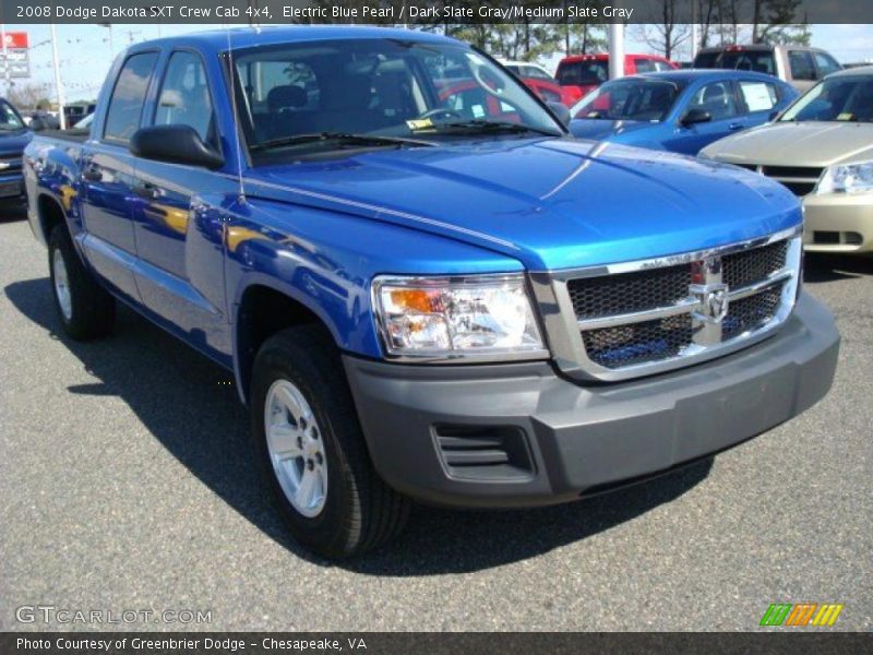 Electric Blue Pearl / Dark Slate Gray/Medium Slate Gray 2008 Dodge Dakota SXT Crew Cab 4x4