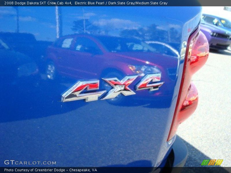 Electric Blue Pearl / Dark Slate Gray/Medium Slate Gray 2008 Dodge Dakota SXT Crew Cab 4x4