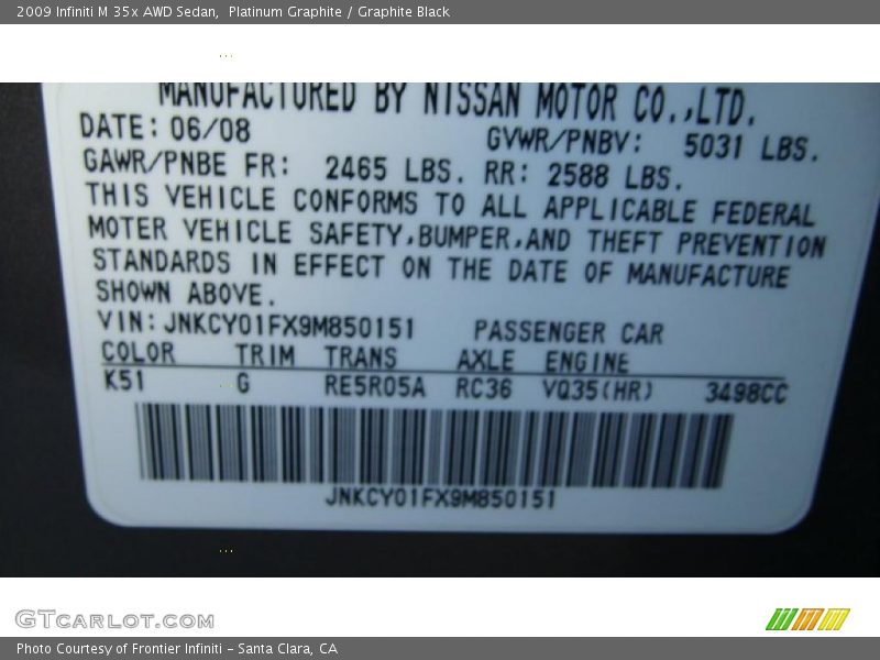 Platinum Graphite / Graphite Black 2009 Infiniti M 35x AWD Sedan