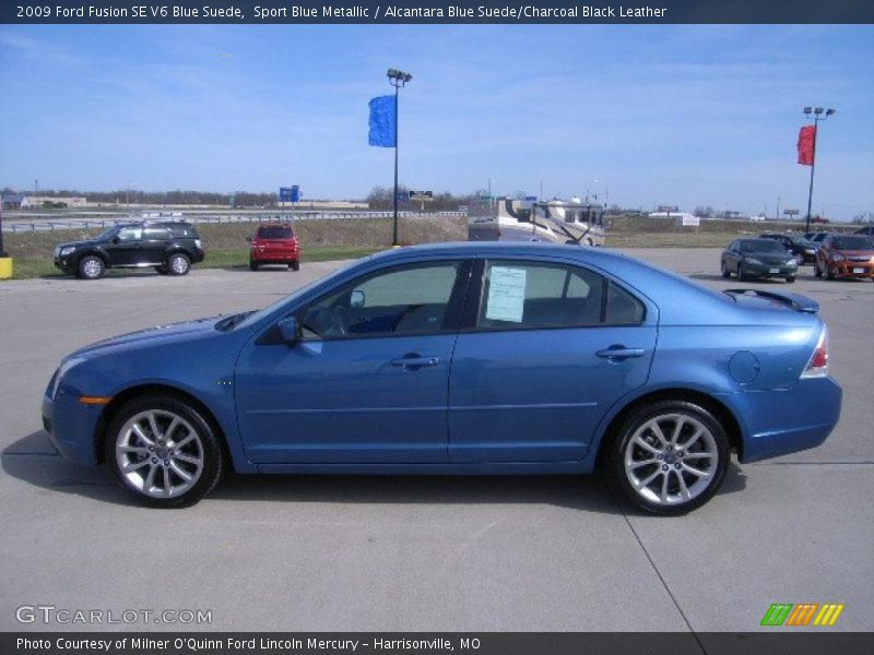 Sport Blue Metallic / Alcantara Blue Suede/Charcoal Black Leather 2009 Ford Fusion SE V6 Blue Suede