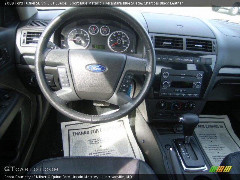 Sport Blue Metallic / Alcantara Blue Suede/Charcoal Black Leather 2009 Ford Fusion SE V6 Blue Suede