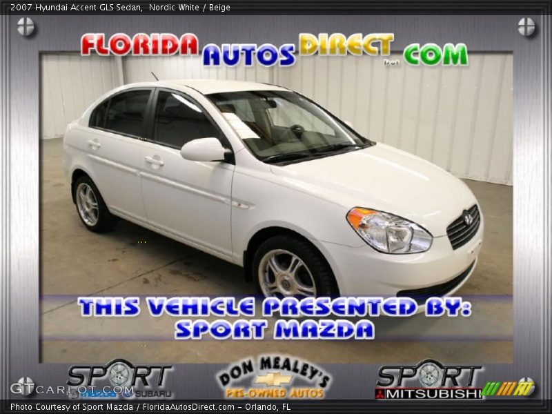Nordic White / Beige 2007 Hyundai Accent GLS Sedan