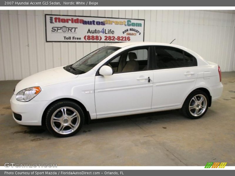 Nordic White / Beige 2007 Hyundai Accent GLS Sedan