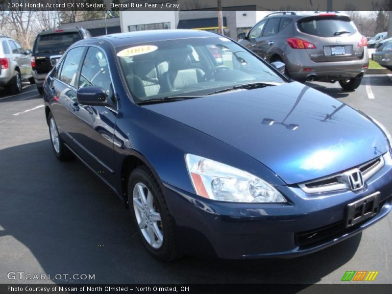 Eternal Blue Pearl / Gray 2004 Honda Accord EX V6 Sedan