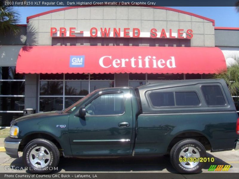 Dark Highland Green Metallic / Dark Graphite Grey 2003 Ford F150 XLT Regular Cab