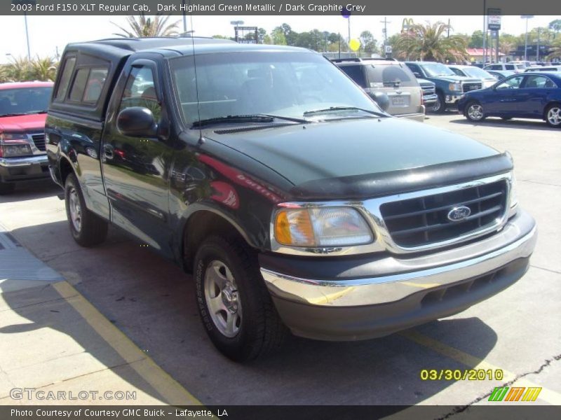 Dark Highland Green Metallic / Dark Graphite Grey 2003 Ford F150 XLT Regular Cab