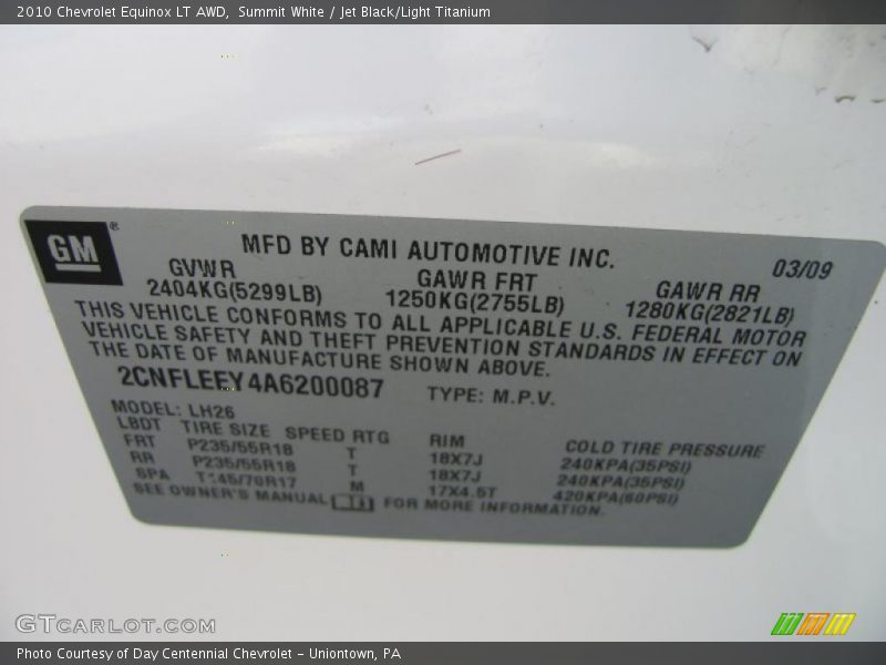 Summit White / Jet Black/Light Titanium 2010 Chevrolet Equinox LT AWD