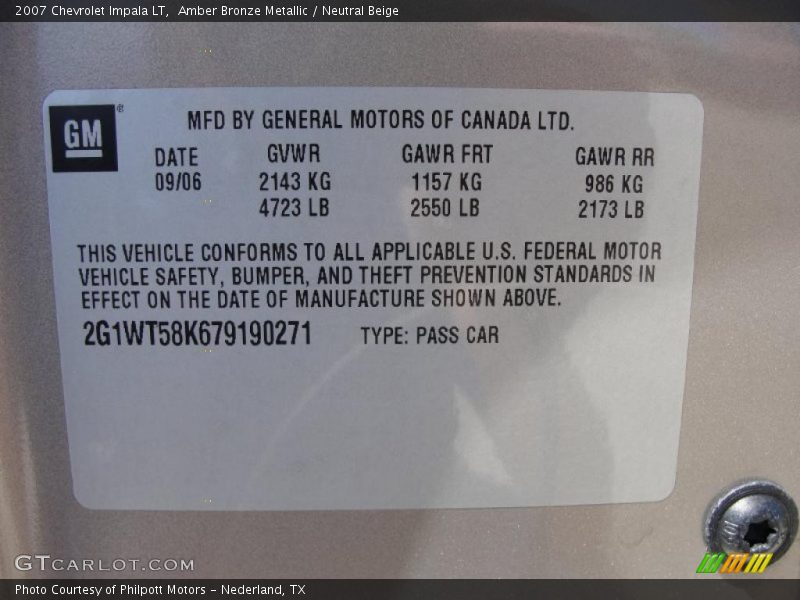 Amber Bronze Metallic / Neutral Beige 2007 Chevrolet Impala LT