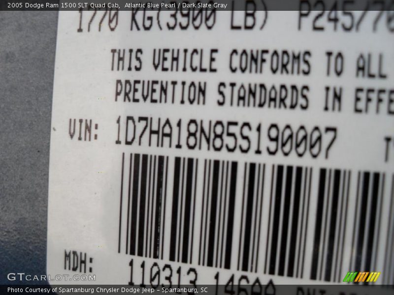 Atlantic Blue Pearl / Dark Slate Gray 2005 Dodge Ram 1500 SLT Quad Cab