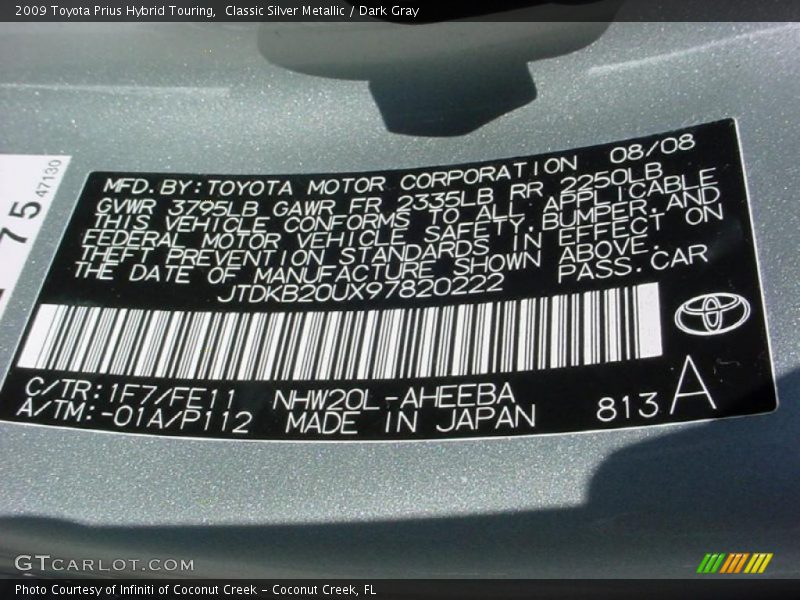 Classic Silver Metallic / Dark Gray 2009 Toyota Prius Hybrid Touring