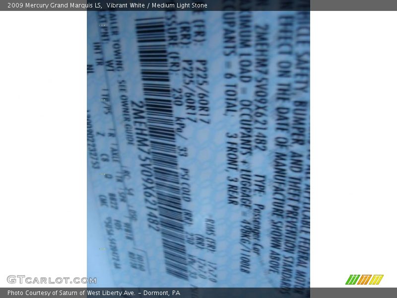 Vibrant White / Medium Light Stone 2009 Mercury Grand Marquis LS