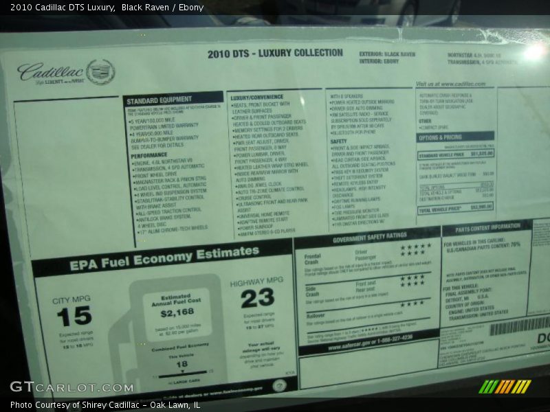 Black Raven / Ebony 2010 Cadillac DTS Luxury
