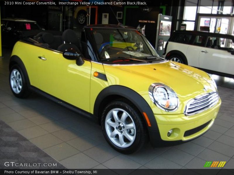 Interchange Yellow / Checkered Carbon Black/Black 2010 Mini Cooper Convertible