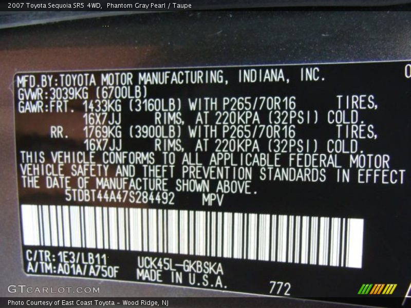 Phantom Gray Pearl / Taupe 2007 Toyota Sequoia SR5 4WD