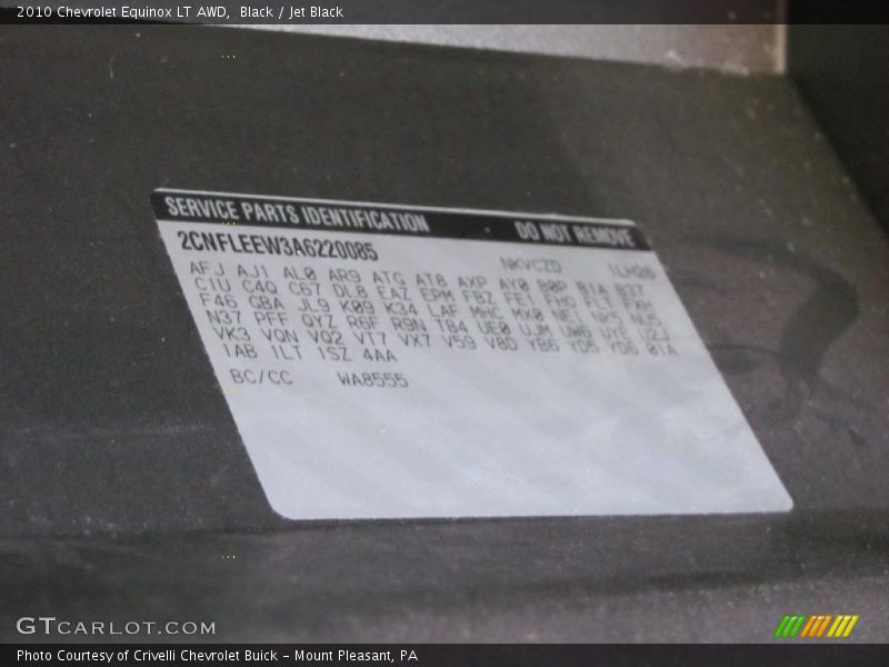 Black / Jet Black 2010 Chevrolet Equinox LT AWD