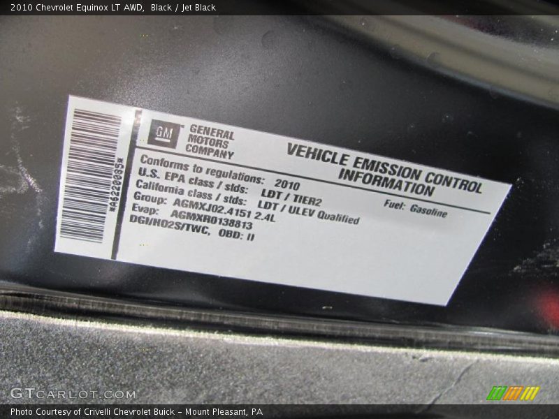 Black / Jet Black 2010 Chevrolet Equinox LT AWD