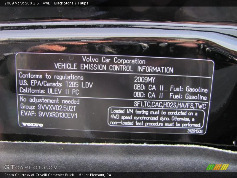 Black Stone / Taupe 2009 Volvo S60 2.5T AWD