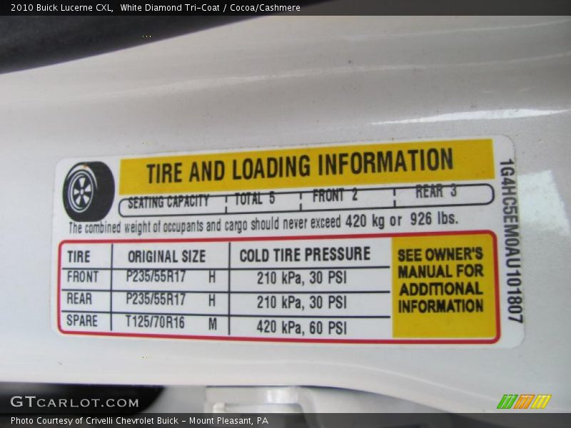 White Diamond Tri-Coat / Cocoa/Cashmere 2010 Buick Lucerne CXL
