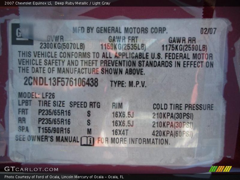 Deep Ruby Metallic / Light Gray 2007 Chevrolet Equinox LS