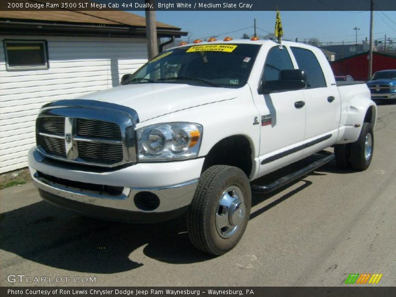 Bright White / Medium Slate Gray 2008 Dodge Ram 3500 SLT Mega Cab 4x4 Dually