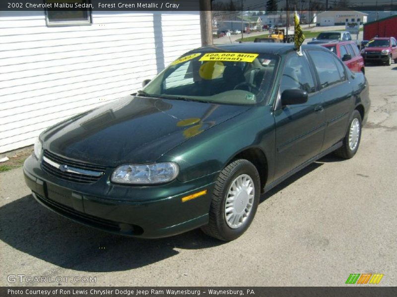 Forest Green Metallic / Gray 2002 Chevrolet Malibu Sedan