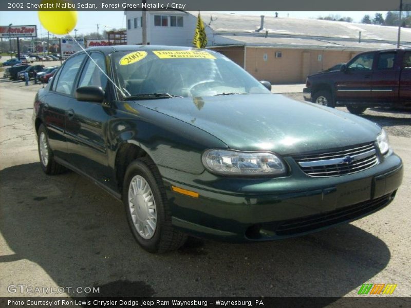 Forest Green Metallic / Gray 2002 Chevrolet Malibu Sedan