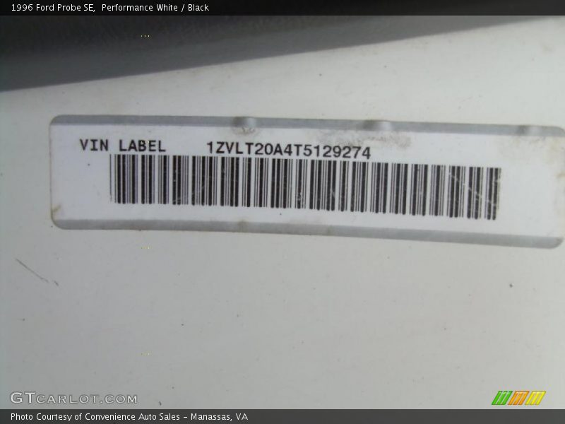 Performance White / Black 1996 Ford Probe SE