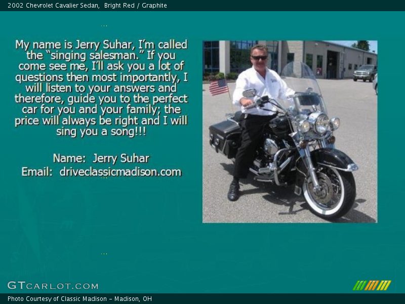 Bright Red / Graphite 2002 Chevrolet Cavalier Sedan