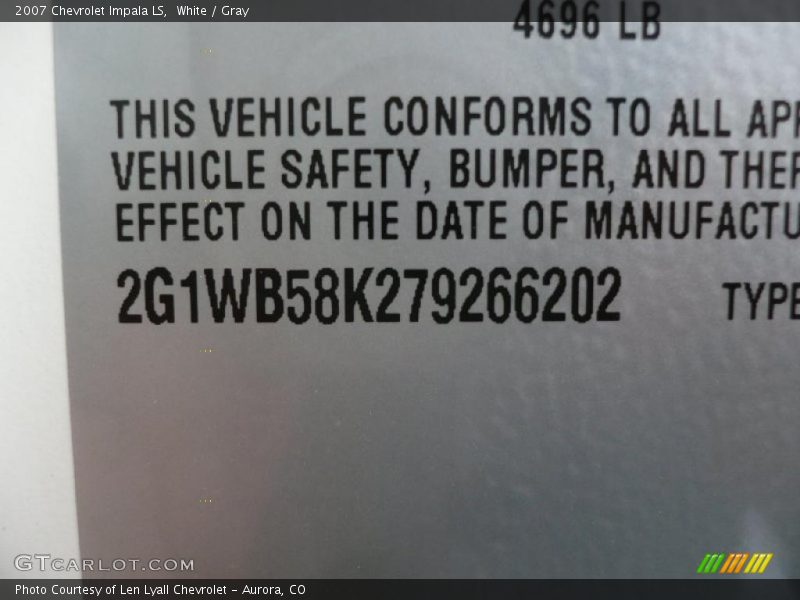 White / Gray 2007 Chevrolet Impala LS