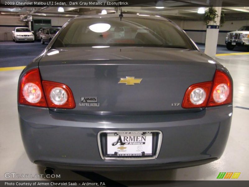 Dark Gray Metallic / Ebony/Brick 2009 Chevrolet Malibu LTZ Sedan