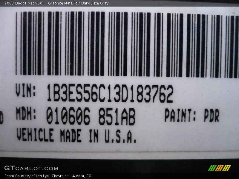 Graphite Metallic / Dark Slate Gray 2003 Dodge Neon SXT