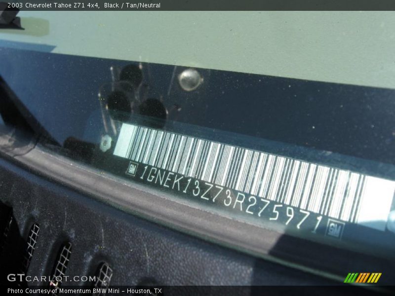 Black / Tan/Neutral 2003 Chevrolet Tahoe Z71 4x4