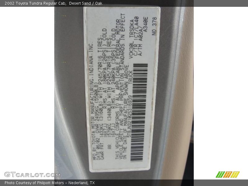 Desert Sand / Oak 2002 Toyota Tundra Regular Cab