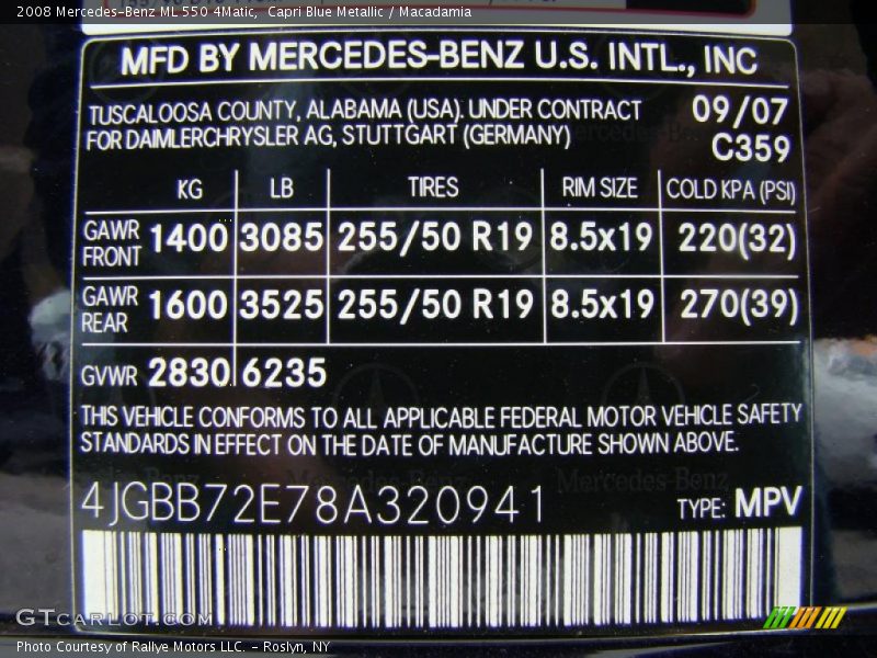 Capri Blue Metallic / Macadamia 2008 Mercedes-Benz ML 550 4Matic
