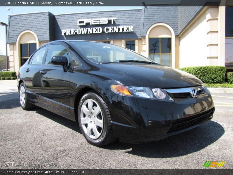 Nighthawk Black Pearl / Gray 2008 Honda Civic LX Sedan