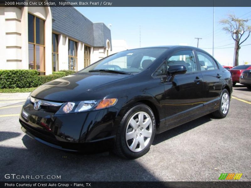 Nighthawk Black Pearl / Gray 2008 Honda Civic LX Sedan