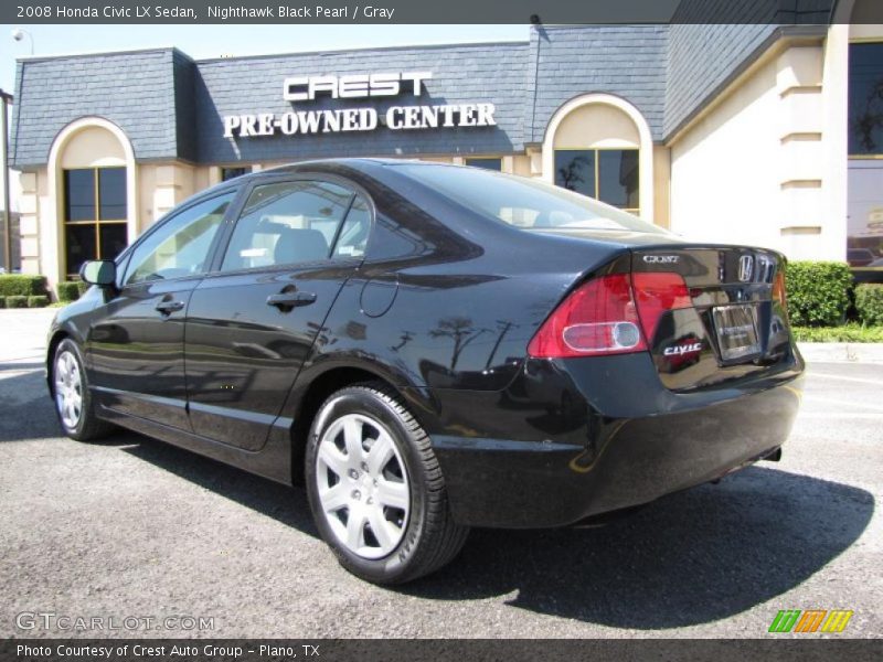 Nighthawk Black Pearl / Gray 2008 Honda Civic LX Sedan
