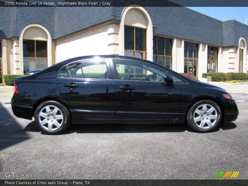 Nighthawk Black Pearl / Gray 2008 Honda Civic LX Sedan