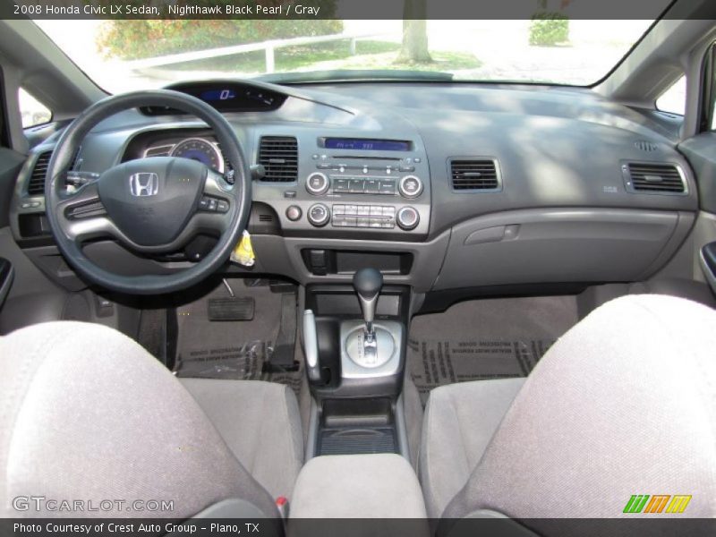 Nighthawk Black Pearl / Gray 2008 Honda Civic LX Sedan
