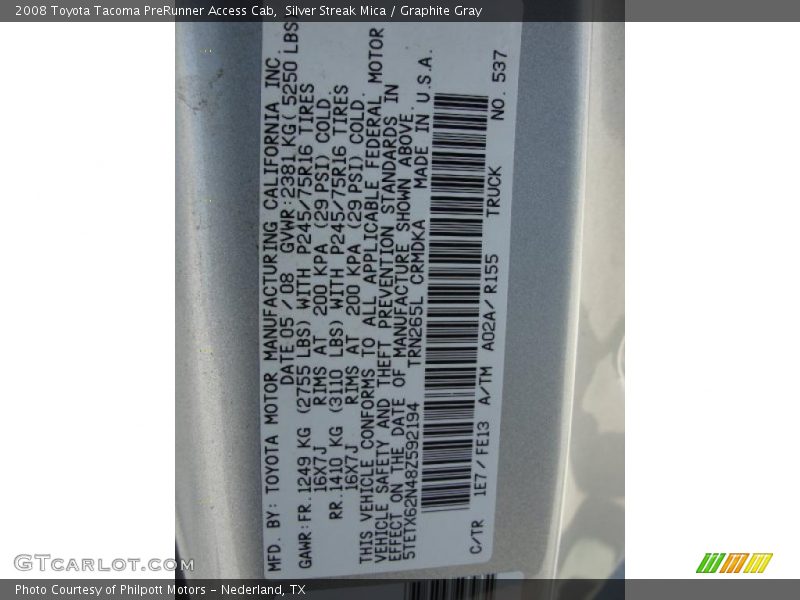 Silver Streak Mica / Graphite Gray 2008 Toyota Tacoma PreRunner Access Cab