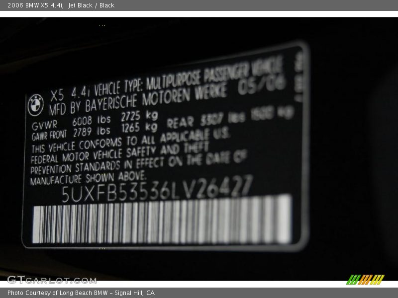 Jet Black / Black 2006 BMW X5 4.4i