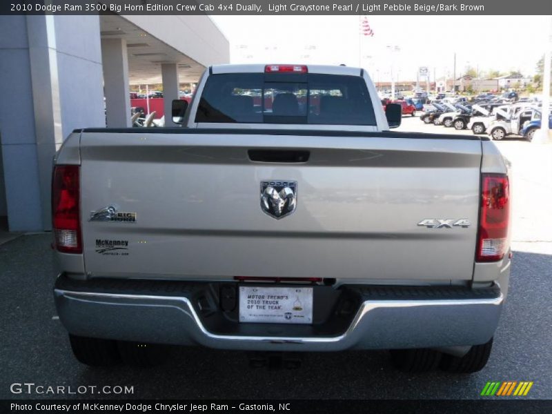 Light Graystone Pearl / Light Pebble Beige/Bark Brown 2010 Dodge Ram 3500 Big Horn Edition Crew Cab 4x4 Dually