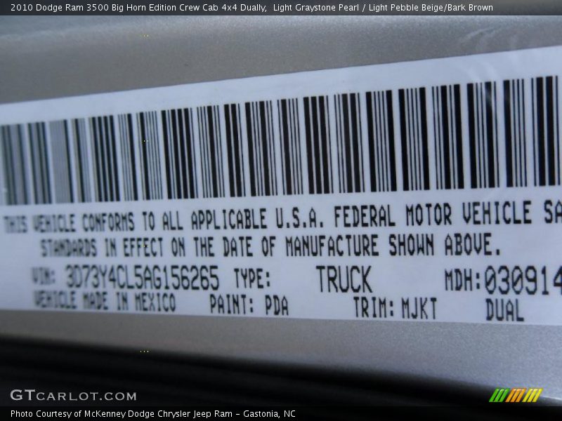 Light Graystone Pearl / Light Pebble Beige/Bark Brown 2010 Dodge Ram 3500 Big Horn Edition Crew Cab 4x4 Dually