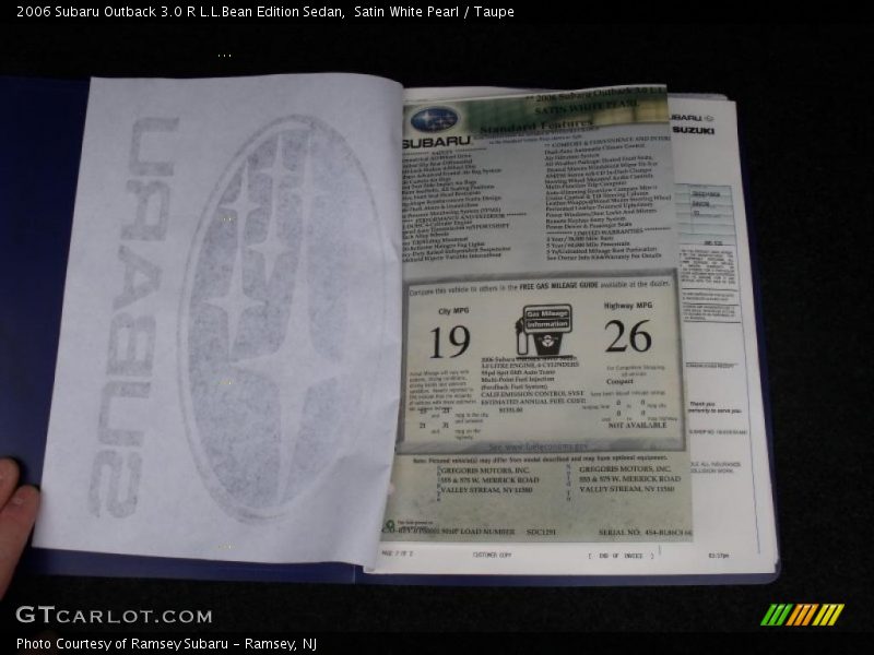 Satin White Pearl / Taupe 2006 Subaru Outback 3.0 R L.L.Bean Edition Sedan