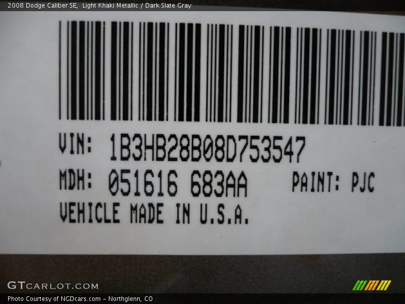 Light Khaki Metallic / Dark Slate Gray 2008 Dodge Caliber SE