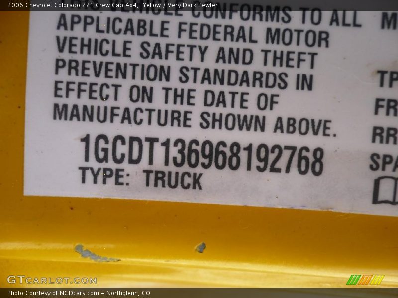 Yellow / Very Dark Pewter 2006 Chevrolet Colorado Z71 Crew Cab 4x4