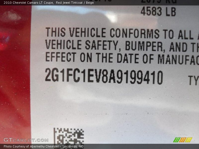 Red Jewel Tintcoat / Beige 2010 Chevrolet Camaro LT Coupe