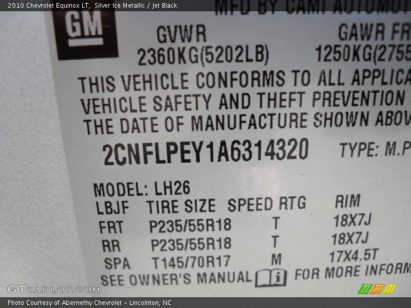 Silver Ice Metallic / Jet Black 2010 Chevrolet Equinox LT