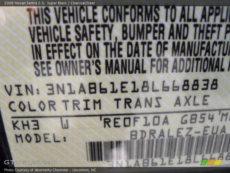 Super Black / Charcoal/Steel 2008 Nissan Sentra 2.0